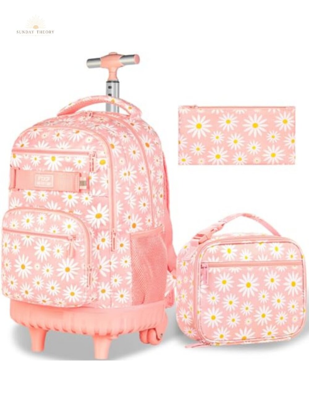 Rolling Backpack with Wheels for Girls Adults Teens, Water-Resistant Roller